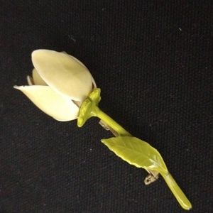 Vintage Enamel Yellow Rose Brooch